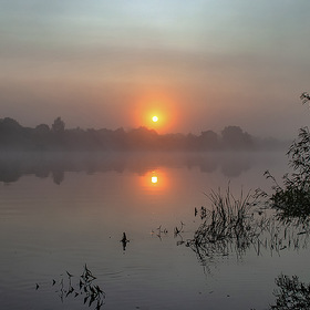 Утро,туман, р.Березина в конце июля.(2)